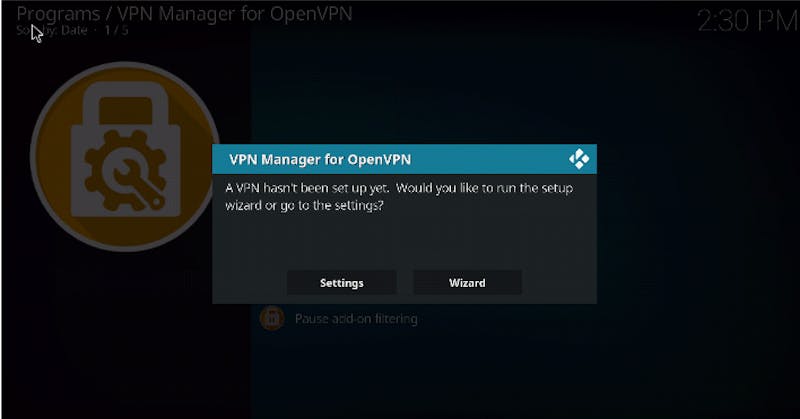 OpenVPN vpn manager Kodi